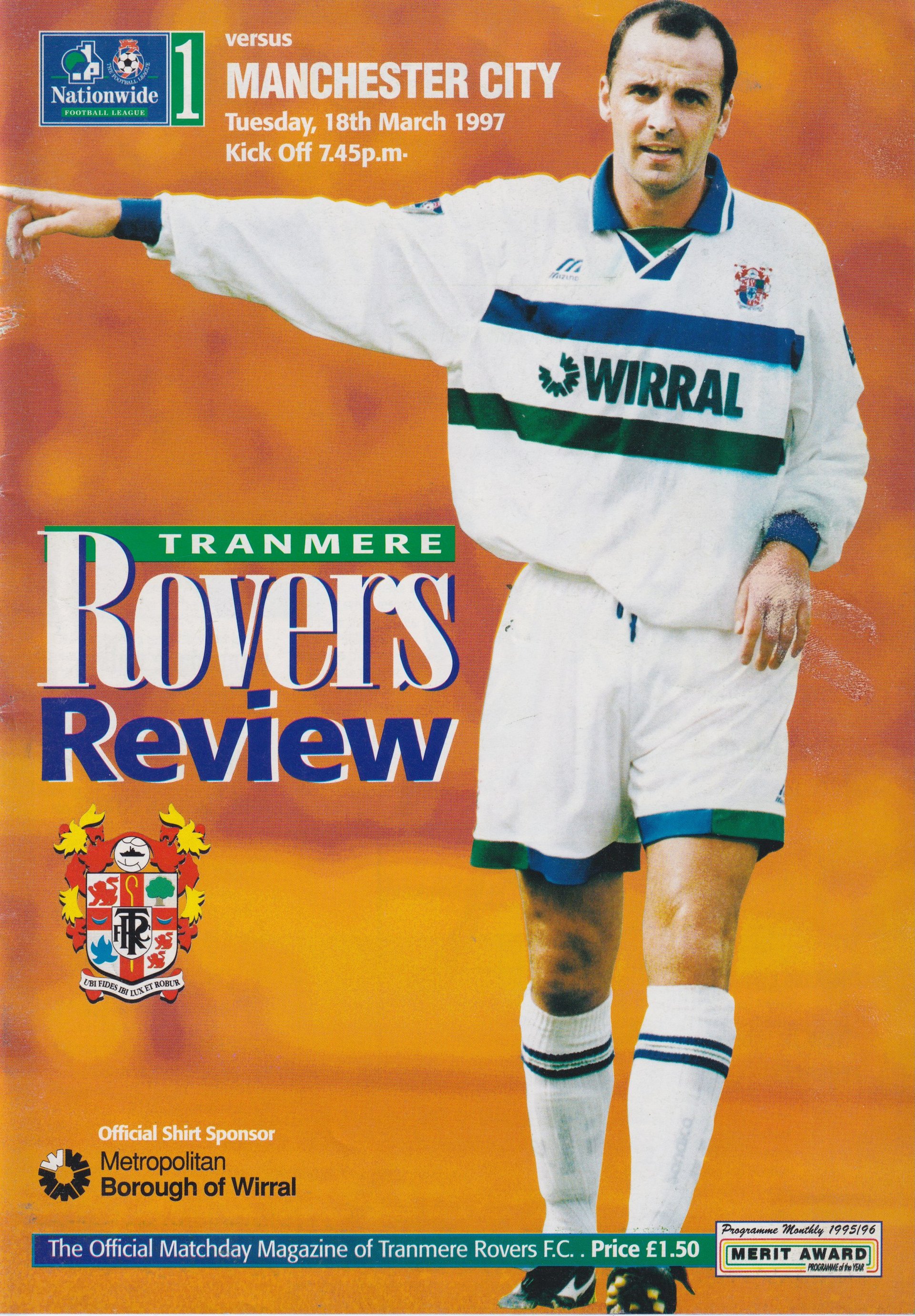 Tranmere Rovers v Manchester City match programme
